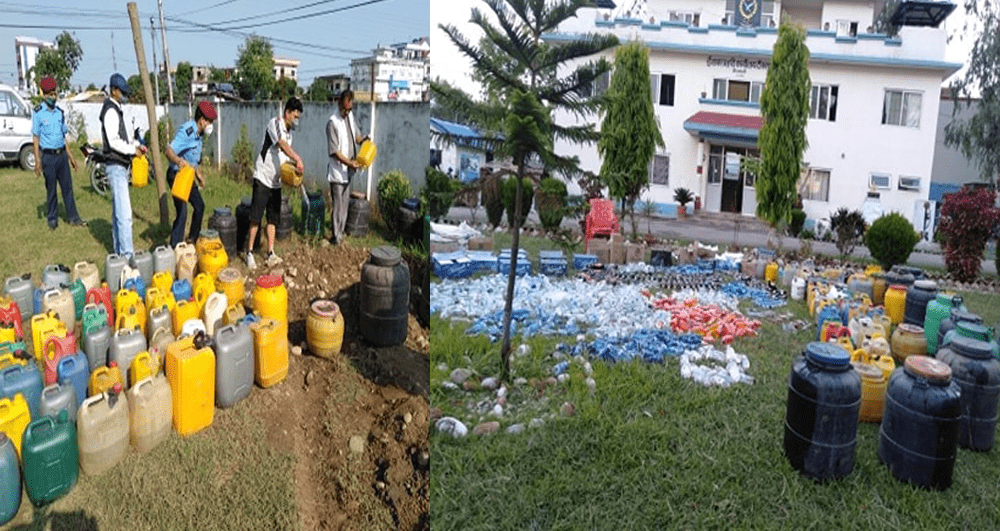 कैलाली प्रहरीद्धारा लकडाउनको समयमा बेबारिसे मदिरा बरामद